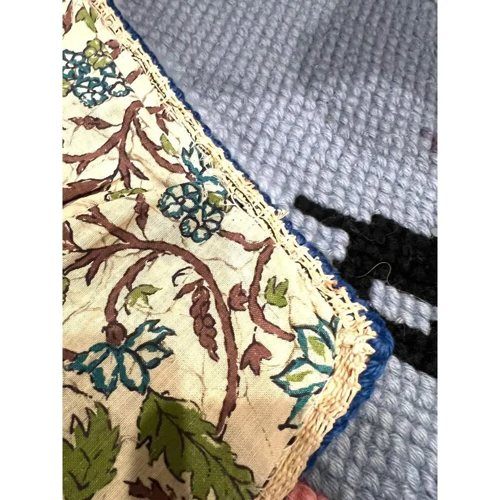 Vintage Handmade Aubusson Rug French Stitch Needlepoint horse farm rooster 51x30